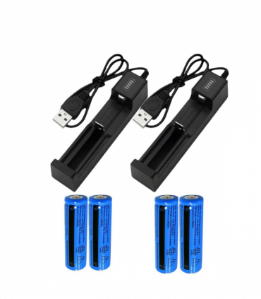 4pcs 3000mAh 18650 Rechargeable Batteries+2x USB Battery Charger Set For Fashlight headlamp