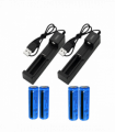 4pcs 3000mAh 18650 Rechargeable Batteries+2x USB Battery Charger Set For Fashlight headlamp