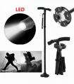 5-Levels Adjustable Height Walking Stick Portable Foldable Cane Travel Camping Hiking Walking Cane w/LED Light