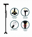 Camping Hiking Walking Stick 5-Level Height Adjustable Folding Walking Cane with LED Light And Alarm