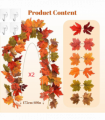 Halloween Christmas 6FT Autumn Fall Maple Leaves Wreath Garland Hanging Plant