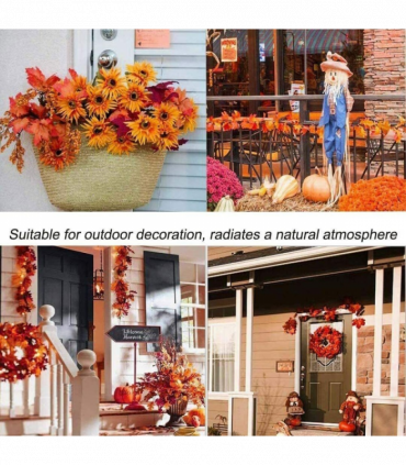 Halloween Christmas 6FT Autumn Fall Maple Leaves Wreath Garland Hanging Plant