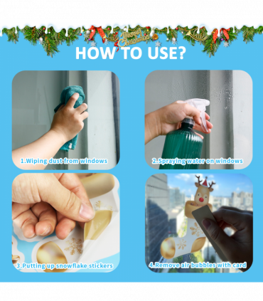 Nepfaivy Christmas Window Stickers Reusable 190Pcs - Double Sided Xmas Window Stickers Christmas Scene, White Christmas Snowflake Reindeer Stickers, Static Window Clings for Christmas Decorations