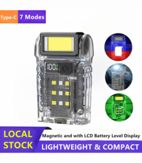 USB Rechargeable LED Flashlight Camping Hiking 7-Modes FlashLight Mini Emergency Work Light