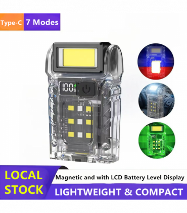 USB Rechargeable LED Flashlight Camping Hiking 7-Modes FlashLight Mini Emergency Work Light