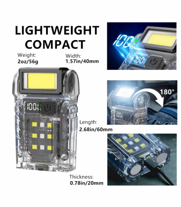 USB Rechargeable LED Flashlight Camping Hiking 7-Modes FlashLight Mini Emergency Work Light