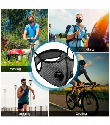 Reusable Half Face Cover Mask w/ Filter Cycling Outdoor Sport Face Mask Grey