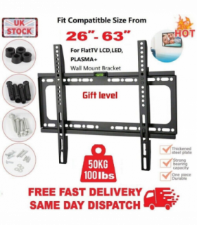 TV WALL BRACKET MOUNT SLIM FOR 26 30 32 40 42 50 63 INCH FLAT 3D LCD LED PLASMA