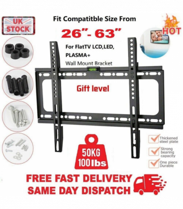TV WALL BRACKET MOUNT SLIM FOR 26 30 32 40 42 50 63 INCH FLAT 3D LCD LED PLASMA