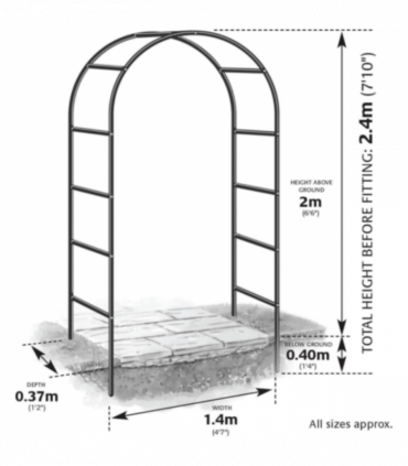 7.9FT Garden Arch Trellis Arched Balloon Climbing Plant Metal Tubular Archway