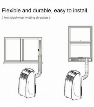 NEW 2M Flexible Air Conditioner Exhaust Pipe Vent Hose Duct Outlet UK