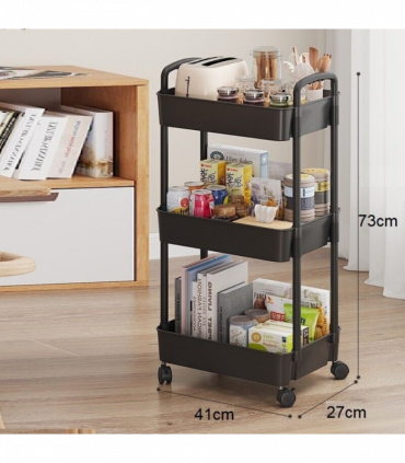 3 Tier Storage Trolley Cart on Wheels Kitchen Bathroom Laundry Rolling Rack
