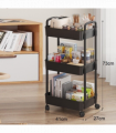 3 Tier Storage Trolley Cart on Wheels Kitchen Bathroom Laundry Rolling Rack