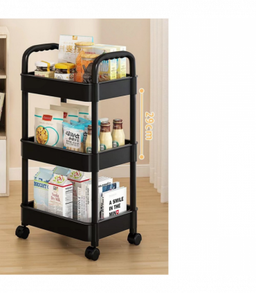 3 Tier Storage Trolley Cart on Wheels Kitchen Bathroom Laundry Rolling Rack
