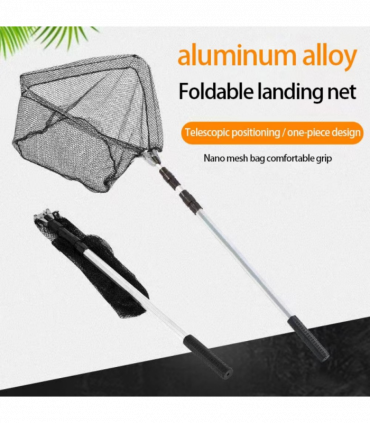 Foldable Landing Net Aluminum Alloy Frame Fishing Replacement Triangular Fishing For Easy Catches Portable Net Corrosions Resistant For Outdoor Activity