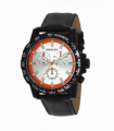 Henley Mens Satin Black Sports Coloured Stitch Multi Eye Watch Orange H03015.18