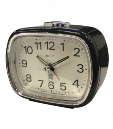 Acctim Camille Analogue Quartz Luminous Hands Chrome Bezel Alarm Clock Black