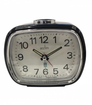 Acctim Camille Analogue Quartz Luminous Hands Chrome Bezel Alarm Clock Black