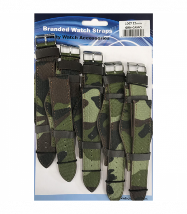Leather Camo Green Military Watch Straps Pk5 22mm 1007GRN