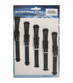 2003 5PK BLACK PU WATCH STRAPS 12mm