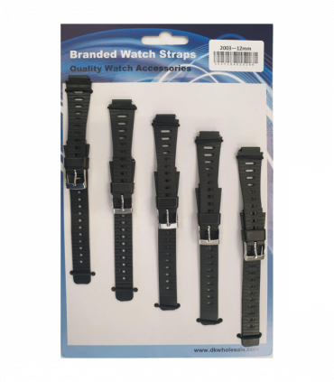 2003 5PK BLACK PU WATCH STRAPS 12mm