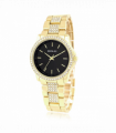 Henley Ladies Fashion Bling Black Dial & Gold Bracelet Watch H07342