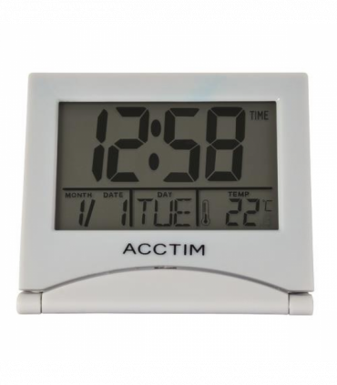 Acctim Mini Flip 2 Folding Travel LCD Alarm Clock Grey 15787