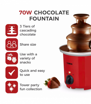 Tower Chocolate Fountain 90W Party fun Electic T19051RD