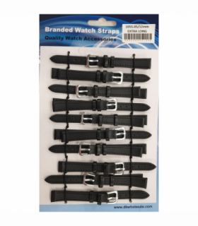 Leather Black Extra Long Watch Straps Pk10 size 12mm 1055.05
