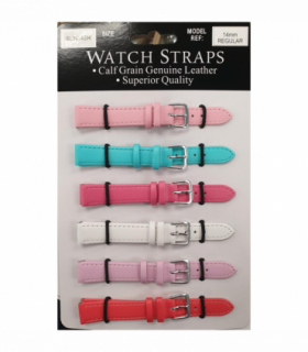 SUNSR Sun Mixed Colour Calf Leather Watch Straps Regular card of 6 - Silver Buckle