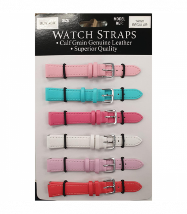 SUNSR Sun Mixed Colour Calf Leather Watch Straps Regular card of 6 - Silver Buckle