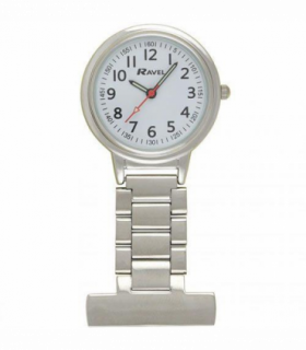 Ravel Easy-Read Nurse White Dial Silver Tone Fob Watch -  R1101.10