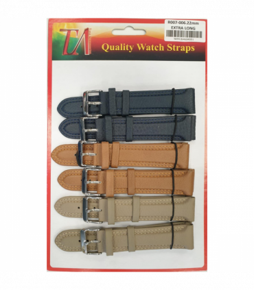 R007-006 22MM 5PK PADDED COLOUR WATCH STRAPS