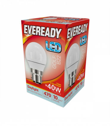 Eveready S13603 LED Golf Bulb 40w B22 (BC) 470lm 4.9W Daylight (Pack of 5)