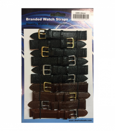 Lizard Grain Leather Black and Brown Watch Straps Pk10 size 14mm 1009