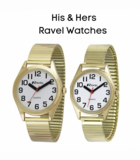 Ravel Mens Expander Bracelet Watch Gilt + Ravel Womens Expander Bracelet Gilt Watch Watch R0225.02.2+R0225.02.1