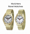 Ravel Mens Expander Bracelet Watch Gilt + Ravel Womens Expander Bracelet Gilt Watch Watch R0225.02.2+R0225.02.1