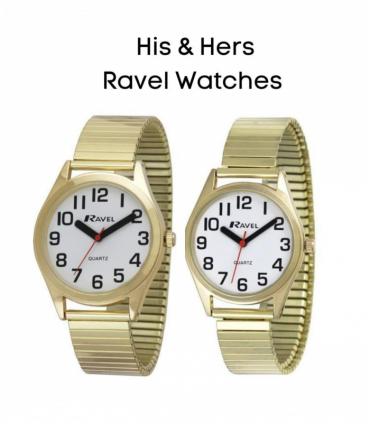 Ravel Mens Expander Bracelet Watch Gilt + Ravel Womens Expander Bracelet Gilt Watch Watch R0225.02.2+R0225.02.1