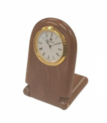 Imperial Miniature Desk Clock with Wood Matt Brown Gold Trim IMP305 - CLEARANCE NEEDS RE-BATTERY