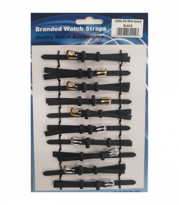 Leather Black Watch Straps Pk10 size 6 1005.05