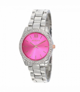 Henley Ladies Diamante Bracelet Watch Silver/PinkH07327.5