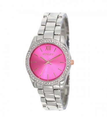 Henley Ladies Diamante Bracelet Watch Silver/PinkH07327.5