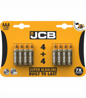 JCB AAA Super Alkaline Batteries 8 Per Card