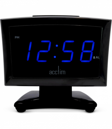 Acctim Jenson LED Digital in Black with USB-C Smart Connector Blue 0.9'' Display Alarm Clock