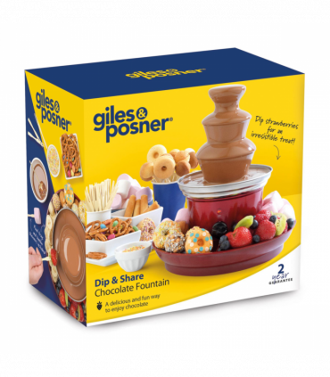 Giles & Posner EK3428G Chocolate Fountain with Fruit Tray and 100 Bamboo Skewers - Red