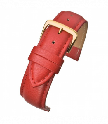 Red Padded Buffalo Grain Leather Watch Strap 24mm