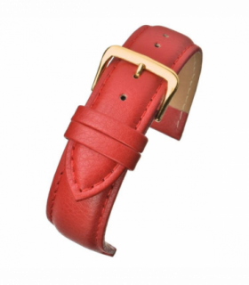Red Padded Buffalo Grain Leather Watch Strap 14mm