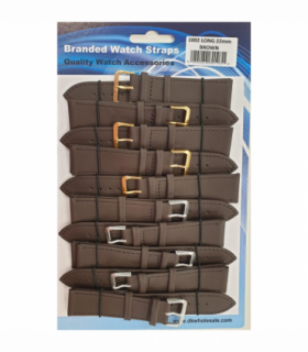 Brown Leather Extra Long Watch Straps Pk10 size 22mm 1002BR