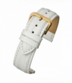 White Padded Crocodile Grain Leather Watch Strap 16mm