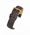 Brown Padded Crocodile Grain Leather Watch Strap 12mm
